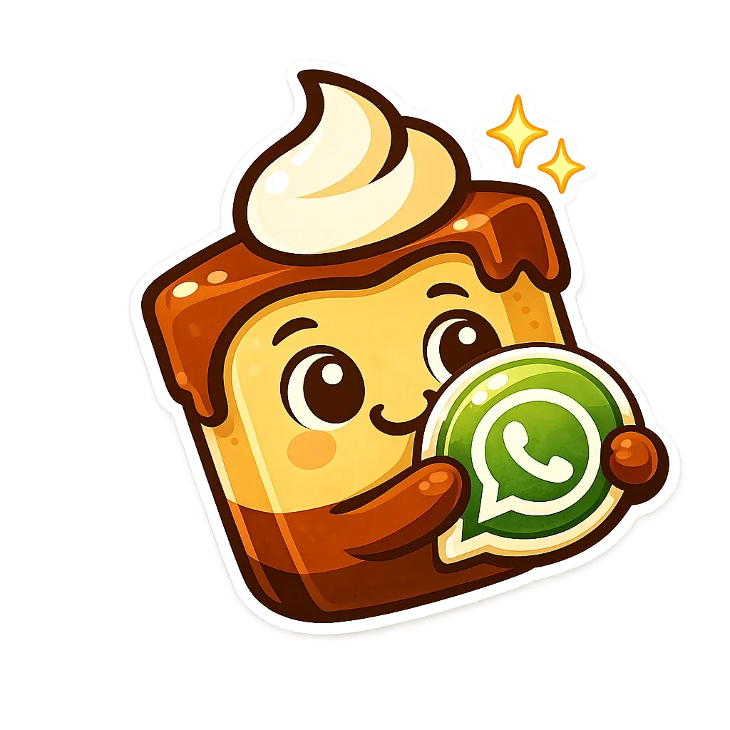 Variante de la mascota de Yuli sosteniendo el símbolo de WhatsApp.