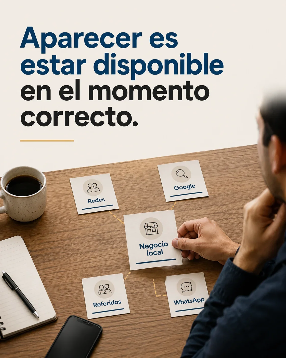 Pieza gráfica sobre visibilidad y presencia en línea.