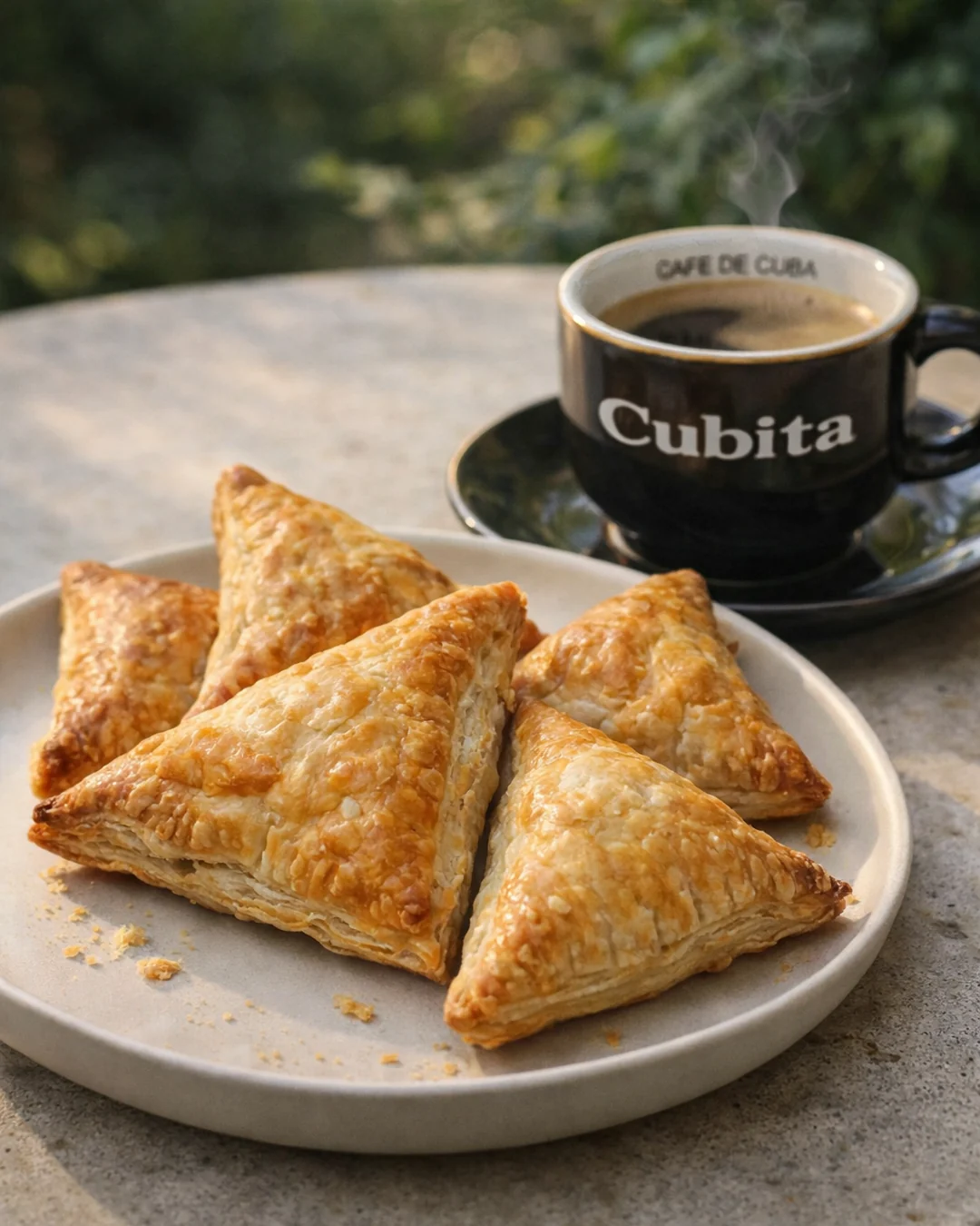 Composición visual de pastelitos acompañados de café.