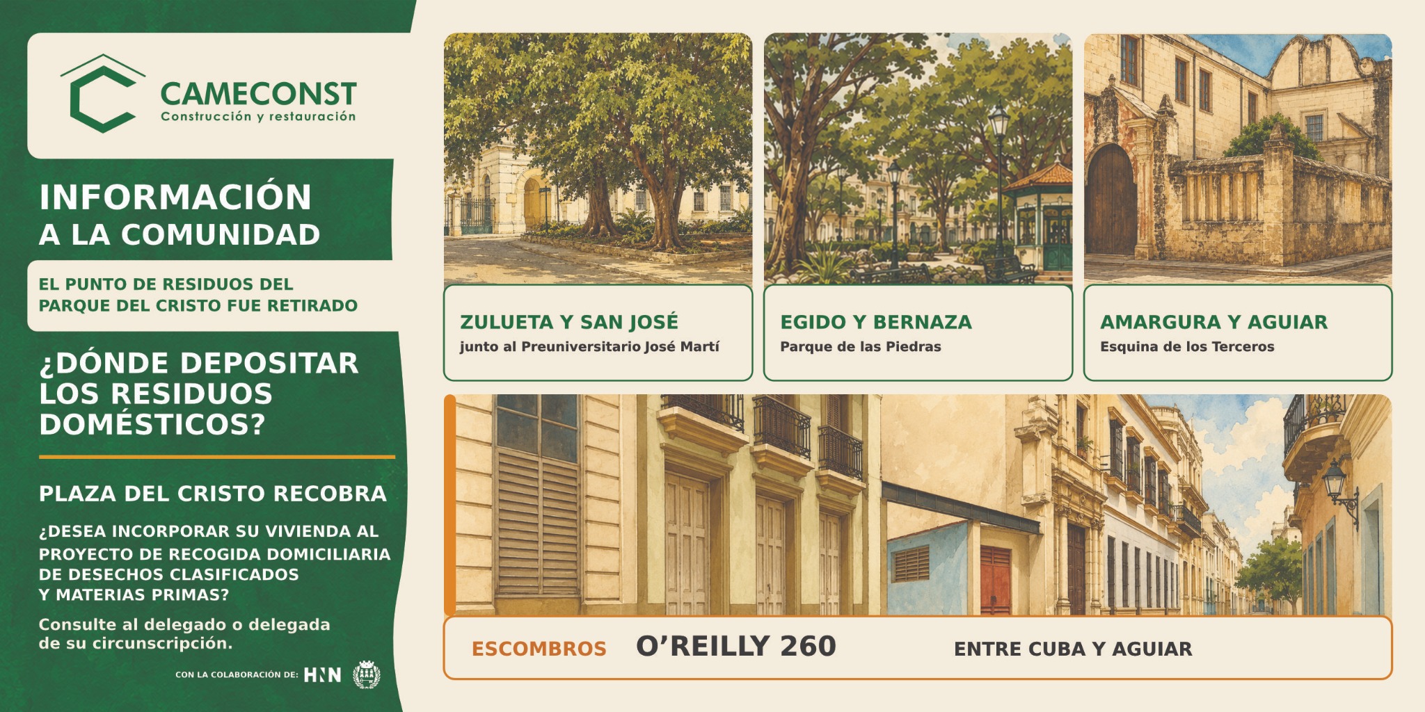Diseño realizado de la lona informativa de Plaza del Cristo Recobra.